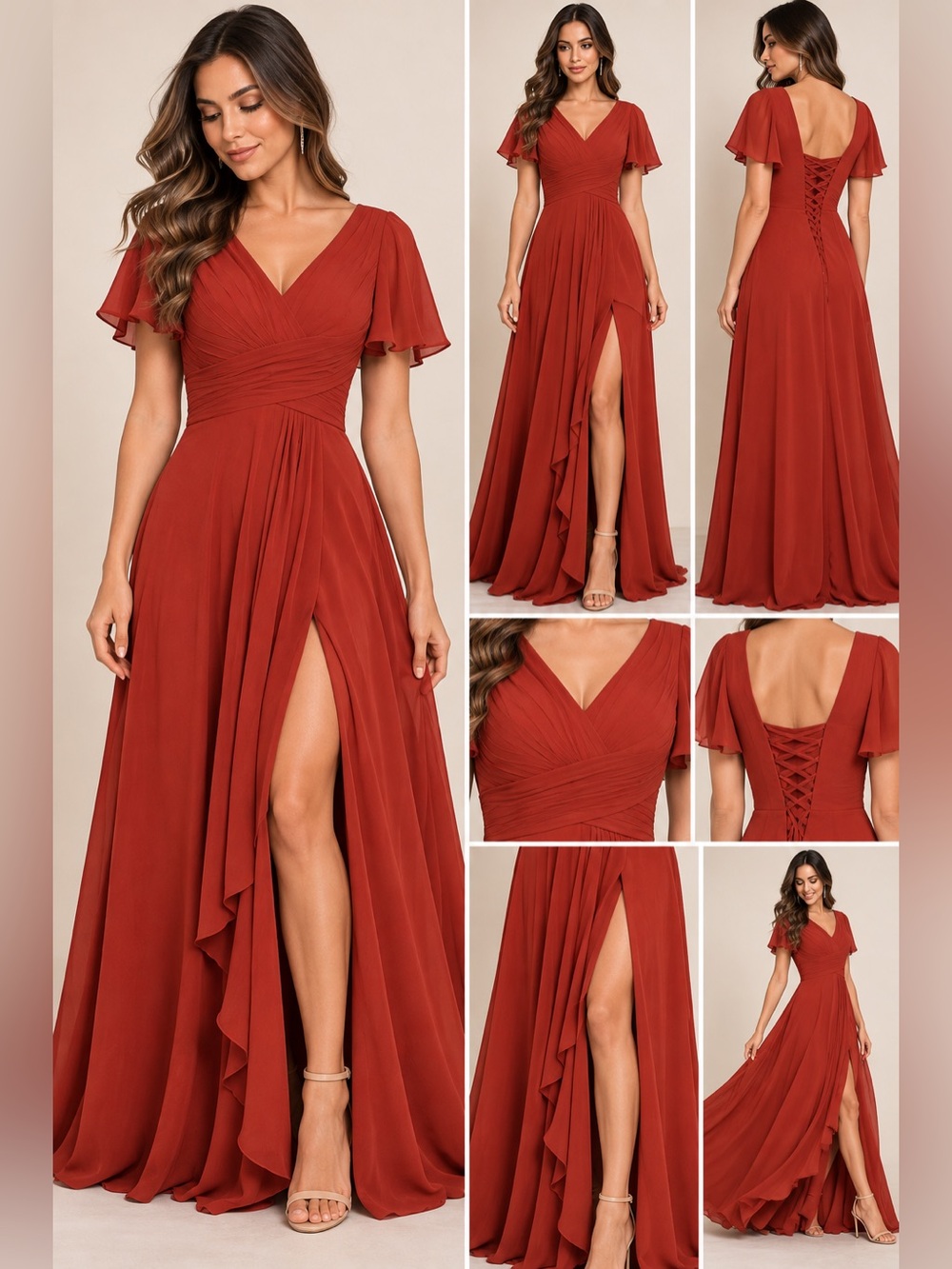 NWT Plus Size 16W Rust Terracotta Corset Back Formal Bridesmaid Maxi Dress